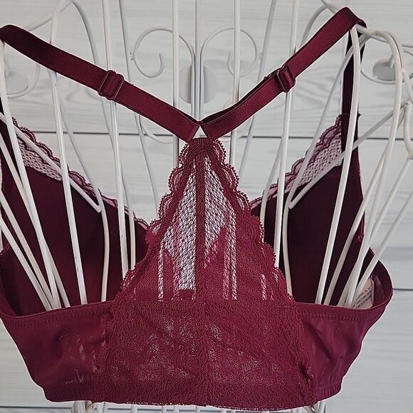 Auden racerback underwire bra with front closure - burgundy red Size 36D - Picture 5 of 9